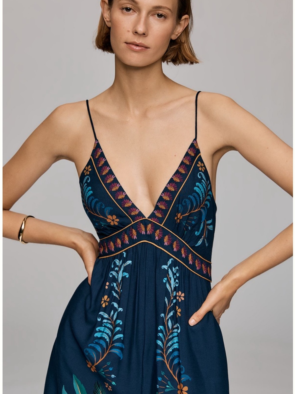New FARM Rio x Anthropologie V Neck Wide Leg Jumpsuit - Picture 4 of 4